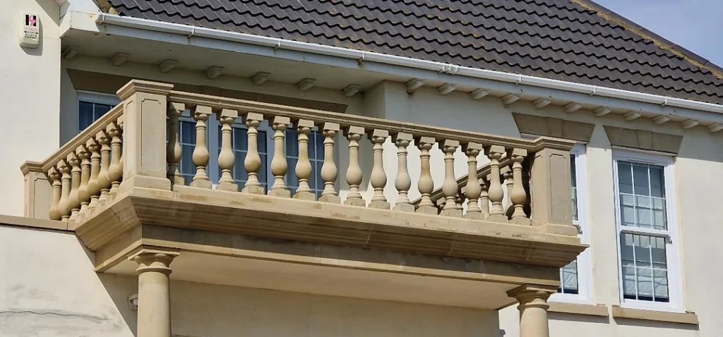 Cleaned balcony sand stone on property.