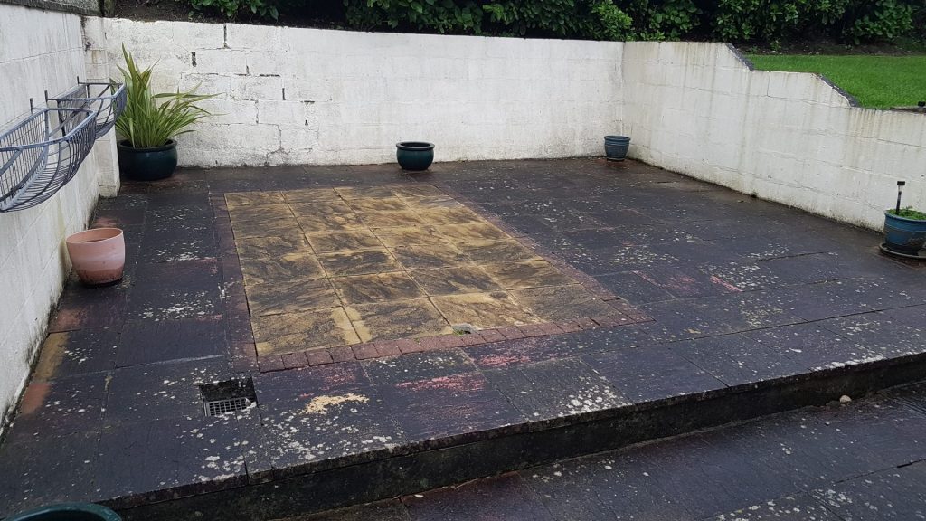 Black stained patio area.
