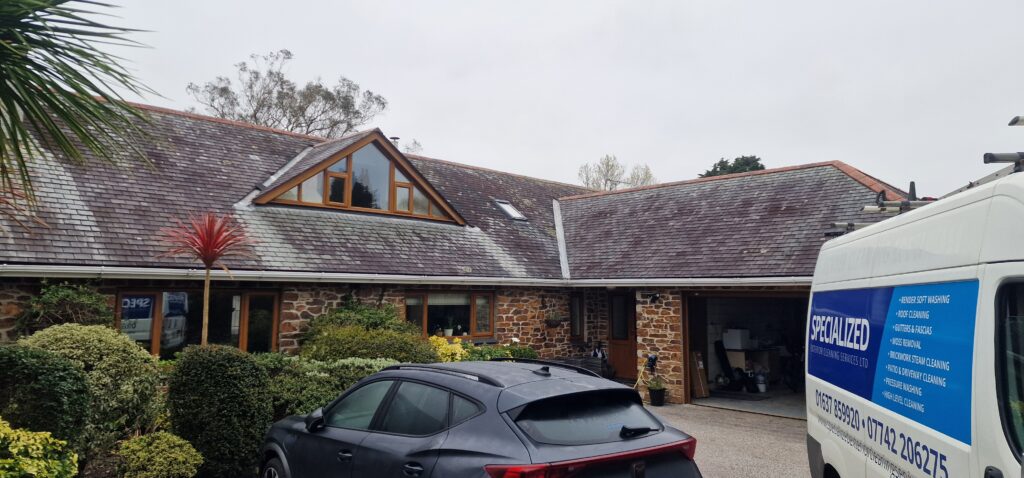 Before image of carbon stain on roof.